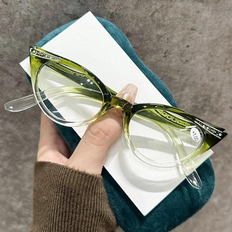 Ultra-light Cat Eye Frame Reading Glasses Fashion Ladies Finished Prescription Far-sight Eyeglasses Diopter Presbyopia 0 To +4.0
