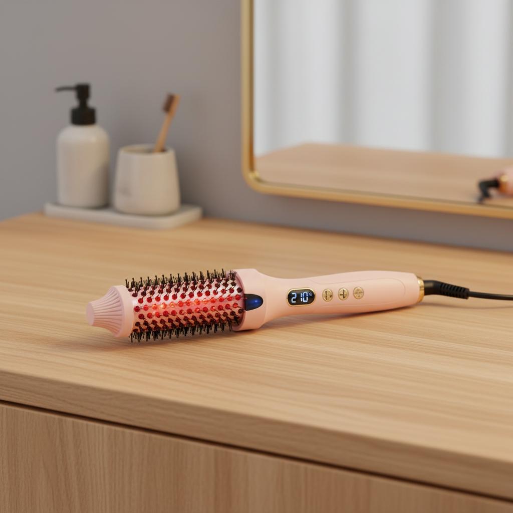 Ceramic PTC Electric Hair Curler & Straightener with LED Display & Curling Iron Brush for Household Use & Hotels