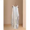 French Acetate Vest Dress Summer Loose Embroidery Suspender Dresses Women O-neck Backless Sleeveless Mid Vestidos