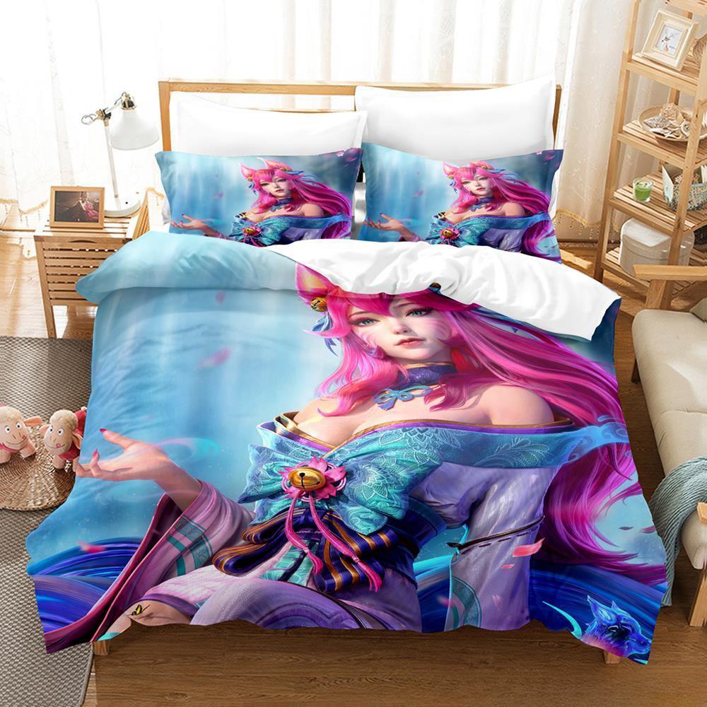Комплект постельного белья League of Legends Spirit Blossom Ahri Single Twin Full Queen King Size Bed Set Adult Kid Bedroom Duvet cover Sets