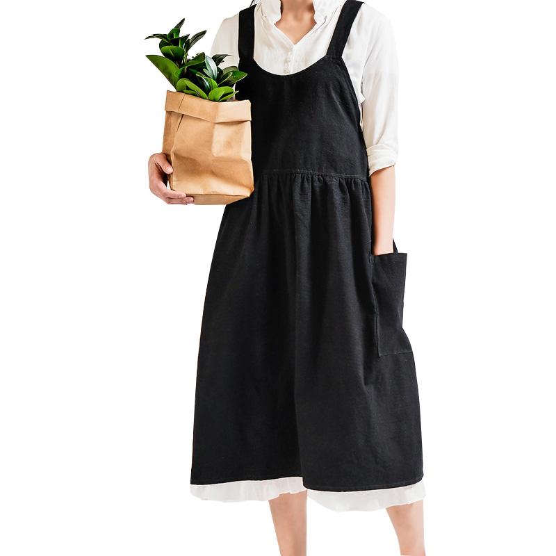 Женские хлопковые и льняные японские фартуки для домашней работы, платье для выпечки, фартуки без рукавов, ресторан, цветочный магазин, фартук для домашней кулинарии