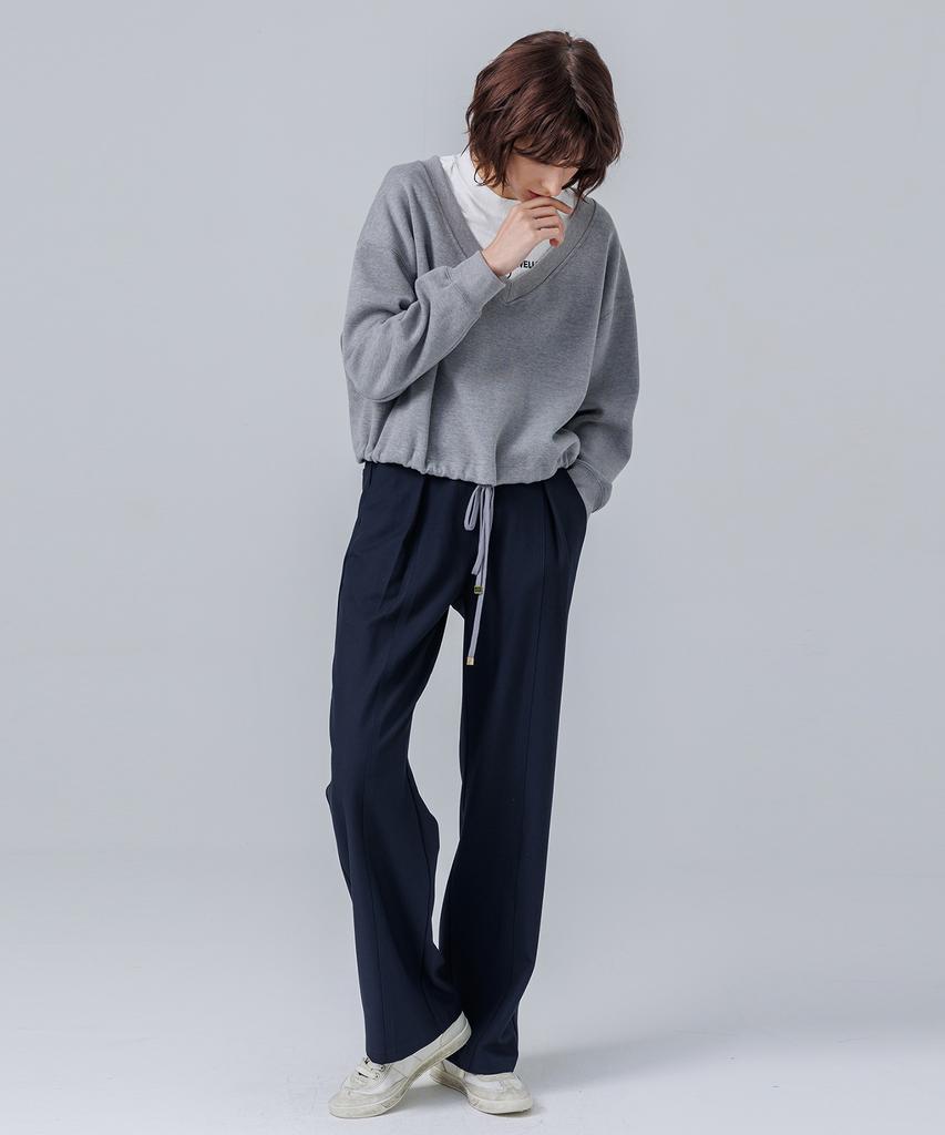 PAGE Pintuck Elastic Pants_Navy