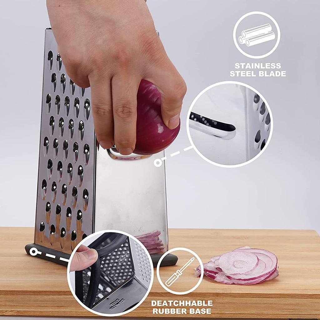 Терка для сыра из нержавеющей стали, овощерезка, измельчитель еды, 4-сторонние удобные гаджеты для кухни