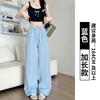 Wicker Striped Ice Silk Wide Leg Pants Women's Pants Women's Summer Skinny Straight Pants Lazy Walking Casual Pants