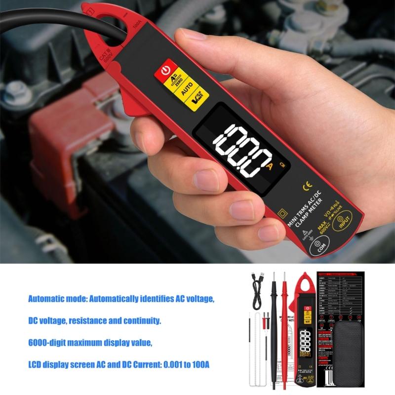 Clamp Meter Digital Multimeter 0-610V 100A Voltages Current Resistance 6000 Counts Current Ammeter Tester