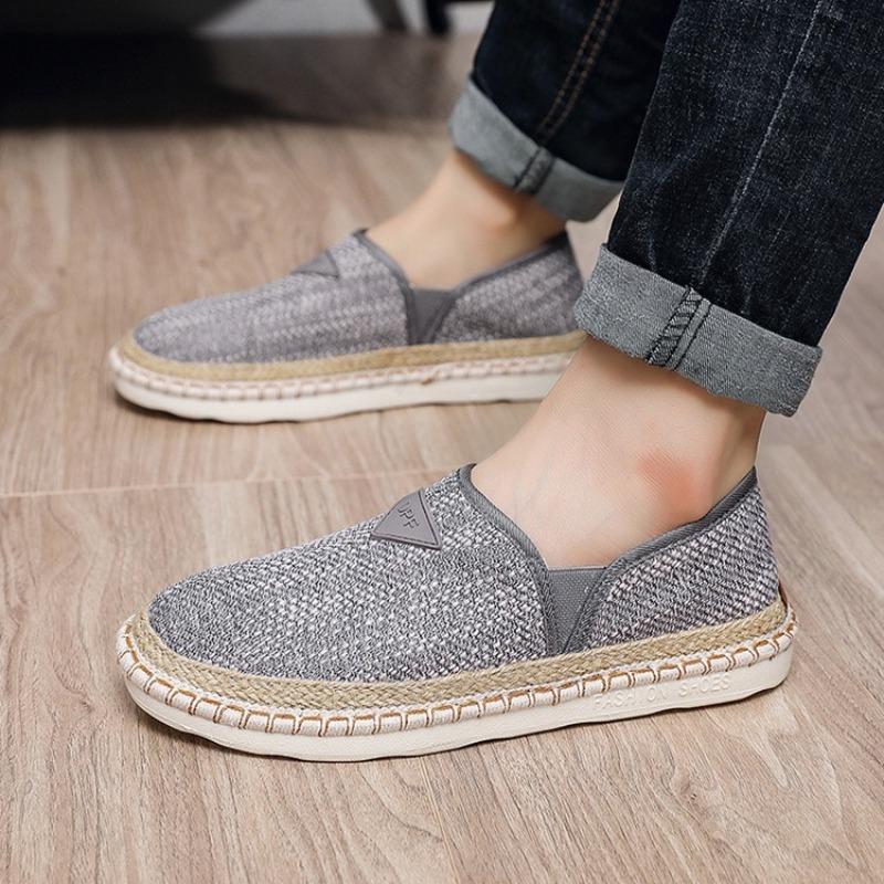 Men Canvas Shoes Men's Summer New Casual Breathable Shoes Flat Bottom Comfortable Linen Outdoor Walking Shoes Tenis Masculino