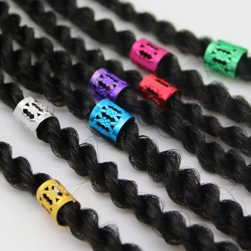 50 шт. Металлические полые кольца для волос, аксессуары, бусины, кольца для косичек, заколки, дреды, плетение волос, металлические манжеты, украшения