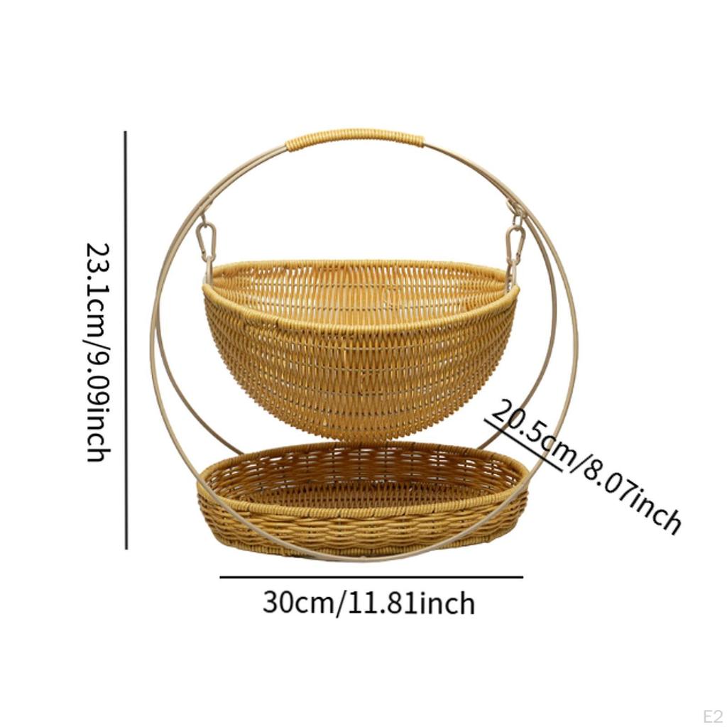 2-х уровневая корзина для хранения плетеная деревенская легкая 2-х уровневая корзина для дома