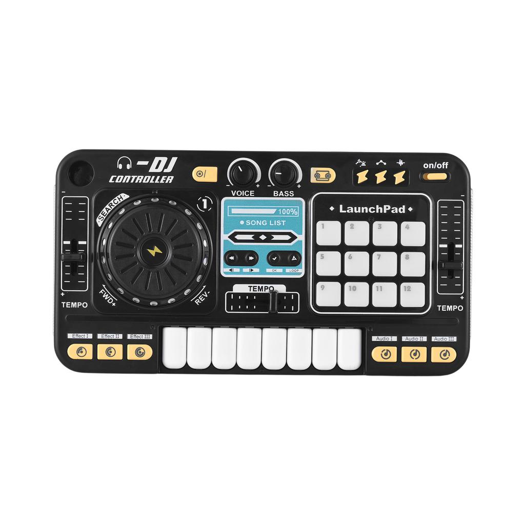 DJ-контроллер для детей, DJ-проигрыватель, электронная клавиатура, Bluetooth-микшер, регулируемый микрофон, динамическая подсветка.
