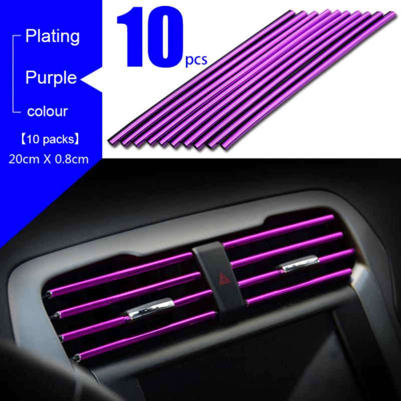 10 шт., декоративные полоски для автомобильных воздуховыпускных отверстий, модификация интерьера автомобиля «сделай сам», модернизация автомобиля, хромированный цвет, Стайлинг автомобиля