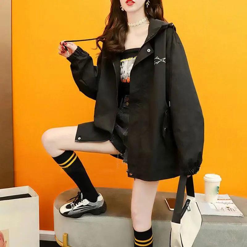 Женская повседневная куртка, весенне-осенняя куртка с капюшоном, Свободный кардиган в ленивом стиле, куртка-кардиган с милым котом для девочек