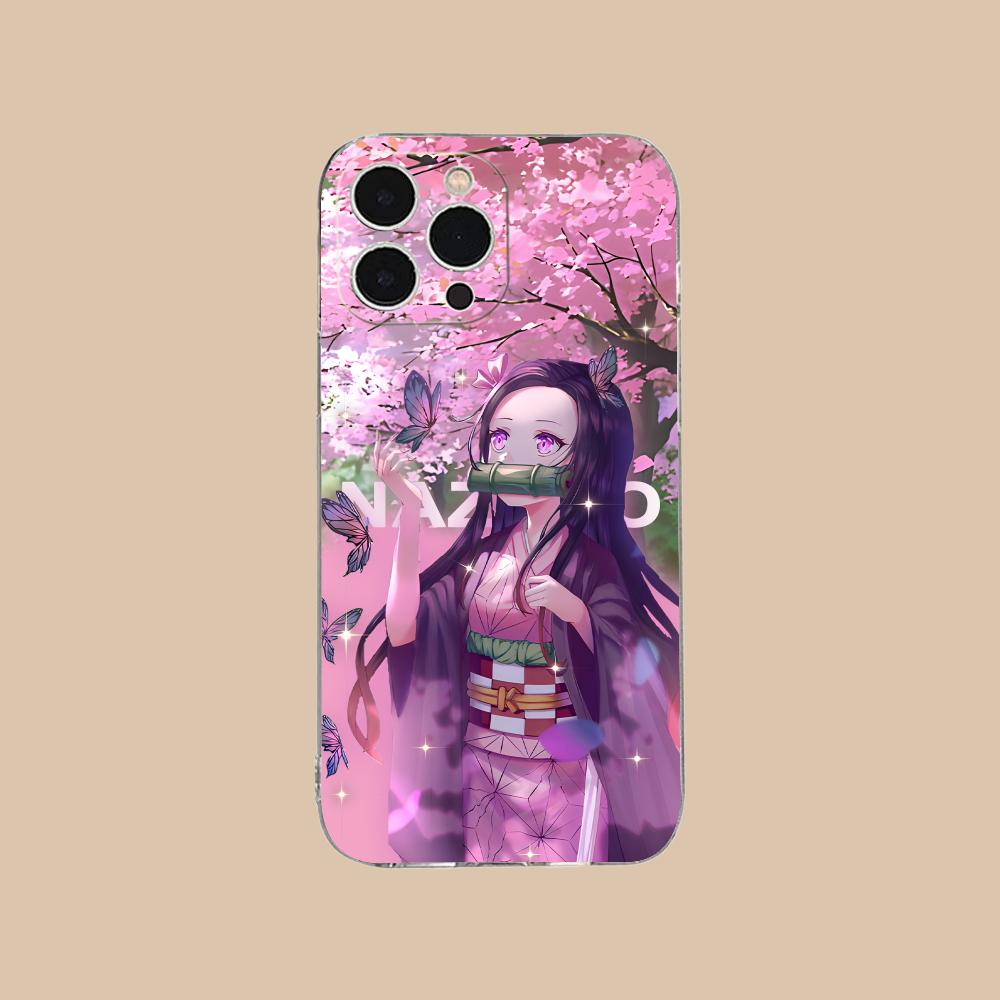 Demon Slayer Anime Nezuko Phone Case for iPhone 16 15 14 13 12 11 X XR XS 8 6 Pro Max Plus Mini Clear Colour Protective Luxury