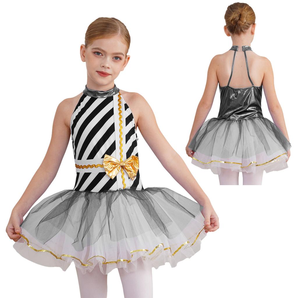 Костюм для девочек на Рождество и Новый год в виде леденца, балетная пачка с полосками, танцевальное платье для рождественской новогодней вечеринки, сценический костюм