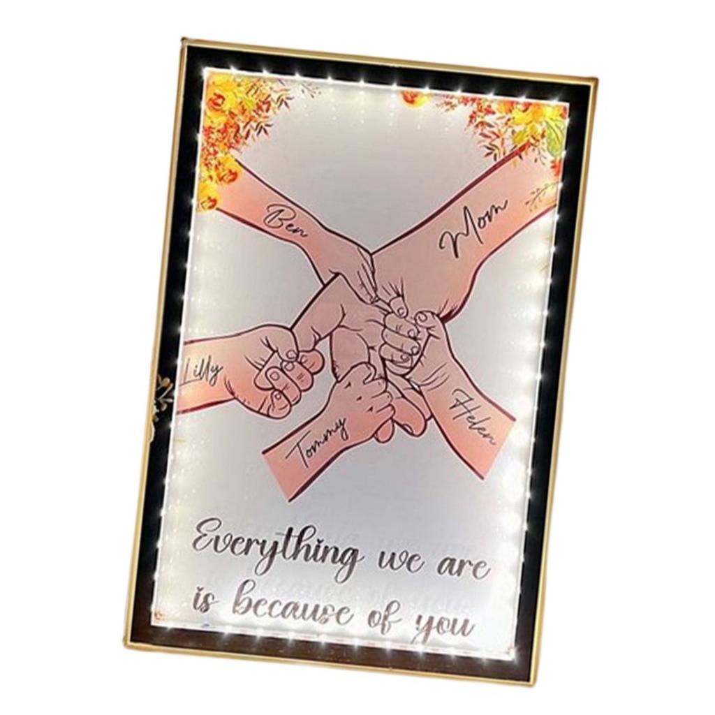 Acrylic Light Up Picture Frame Mother Day Holding Hands Frame Light Unique Design for Women Grandma Birthday Christmas Gift