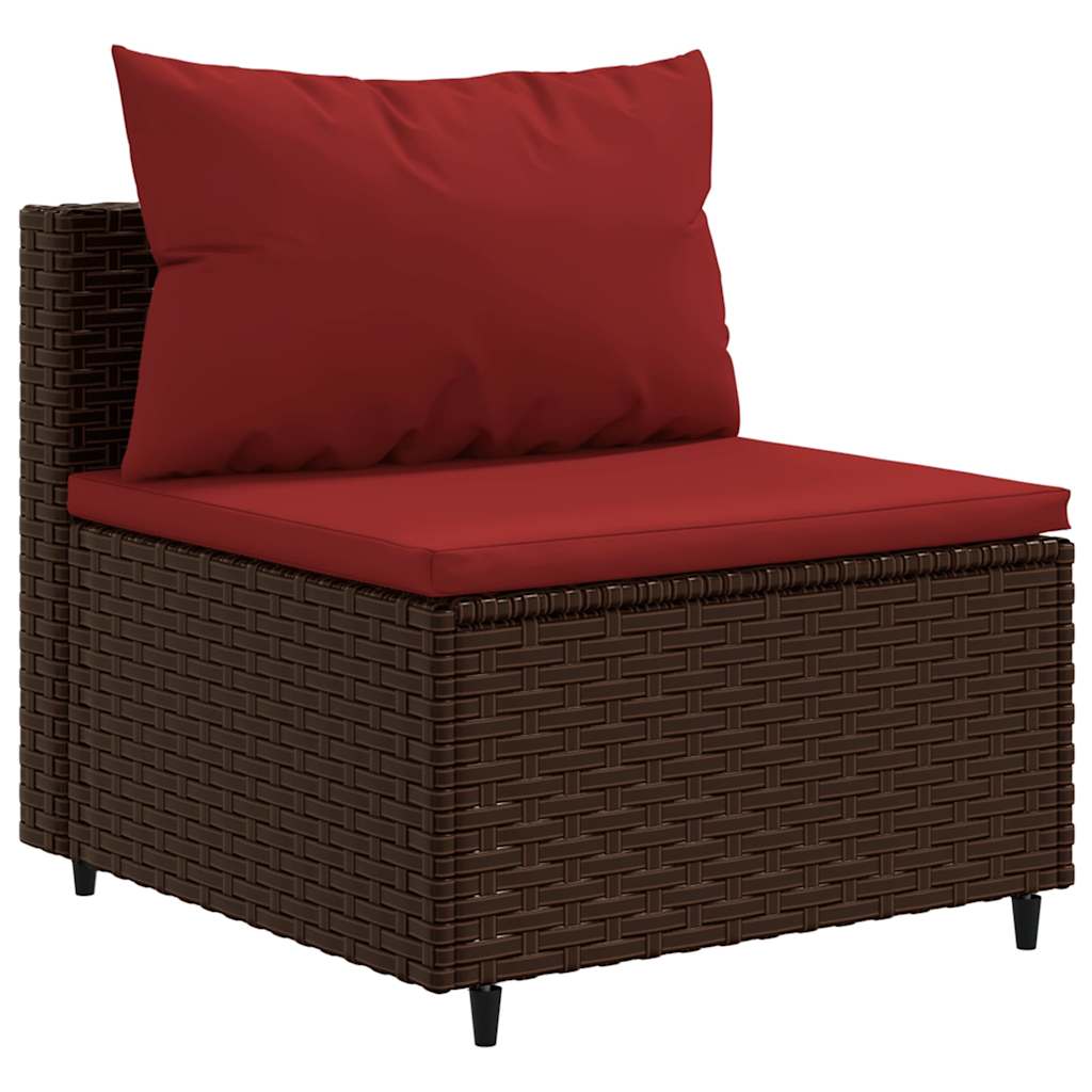 3 Piece Garden Sofa Set with Cushions Brown Poly Rattan