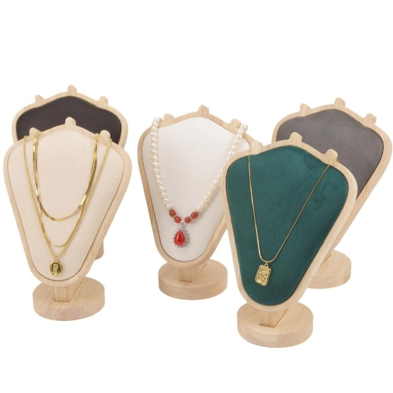 Элегантный прочный стенд для ожерелий из ворса, небольшой деревянный держатель для ювелирных изделий, портативный аксессуар для витрины на прилавке