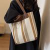 Вместительная парусиновая сумка-тоут в полоску унисекс для летних путешествий и повседневного использования