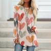 2024 Spring and Autumn Women's Round Neck Pullover Soft and Comfortable Imitation Cotton Pullover Heart Print Top Large Size Y2k