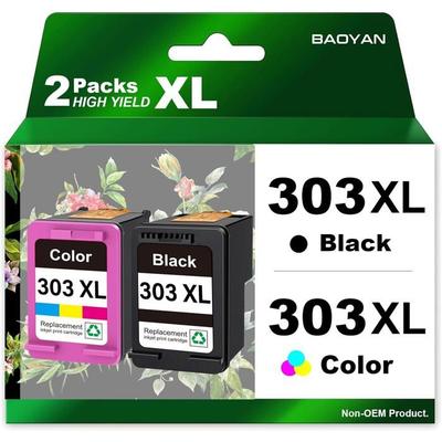 Картриджи для струйных принтеров - 303 XL Черный и Цветной - Совместимые с HP Envy Photo - Набор из 2 шт. - Интеллектуальный чип