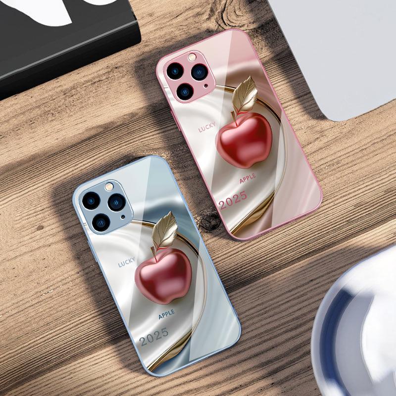 Масляная живопись яблок для iPhone 16 Pro Max 15 Pro 14 13 12 Mini 11 XS Max XR 7 8 Plu SE 2022 Чехол для телефона из закаленного стекла