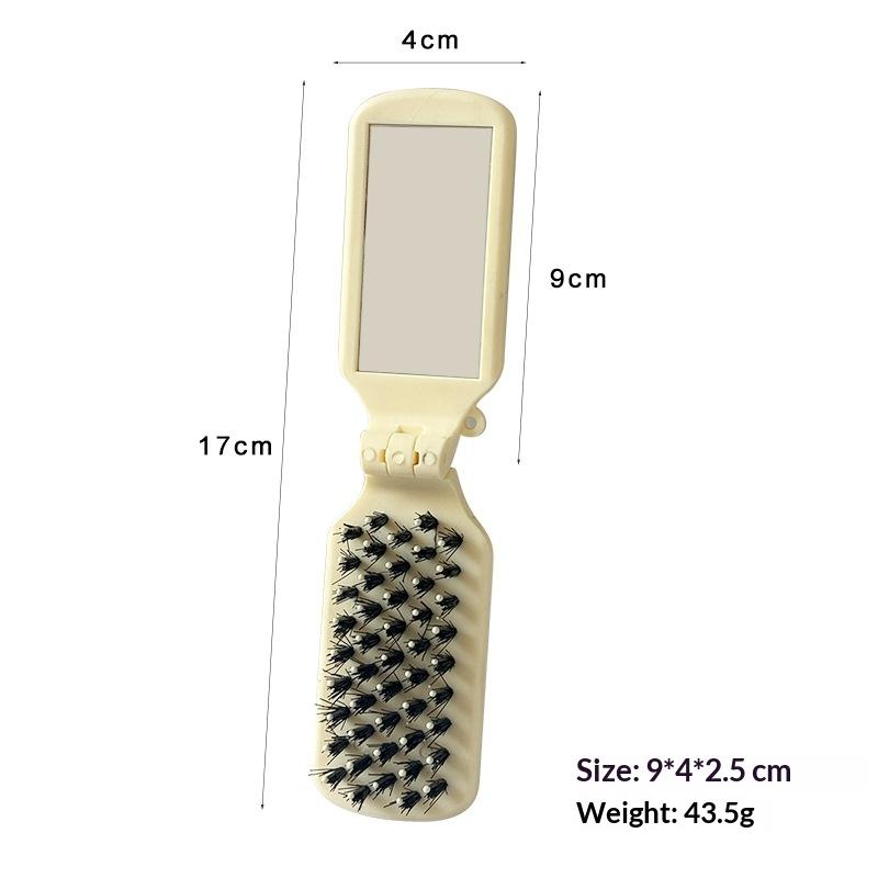 Mirror Portable Pocket Mane Bristle Hair Brush Combs Collapsible Travel Massage Comb Hair Styling Tools Salon Makeup Combs