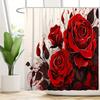 4Pcs Luxury Red Rose Shower Curtain Sets Waterproof for Bathroom Non-Slip Bathroom Rugs Lid Toilet Cover Bath Mat Bathroom Set