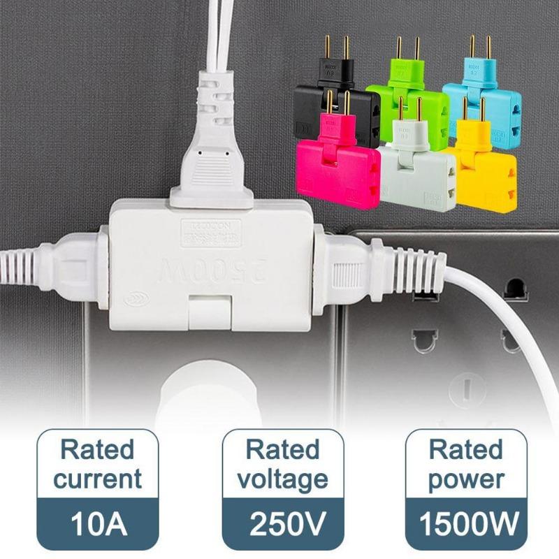 180 Degree Rotating EU Plug Converter with Three Extension Plugs, Mini Slim Wireless Outlet Adapter with Light for Convenience