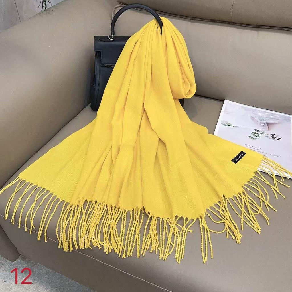 Женский однотонный шарф из искусственного кашемира, женский однотонный теплый шарф, шаль, зимний шарф в подарок на ежегодное собрание