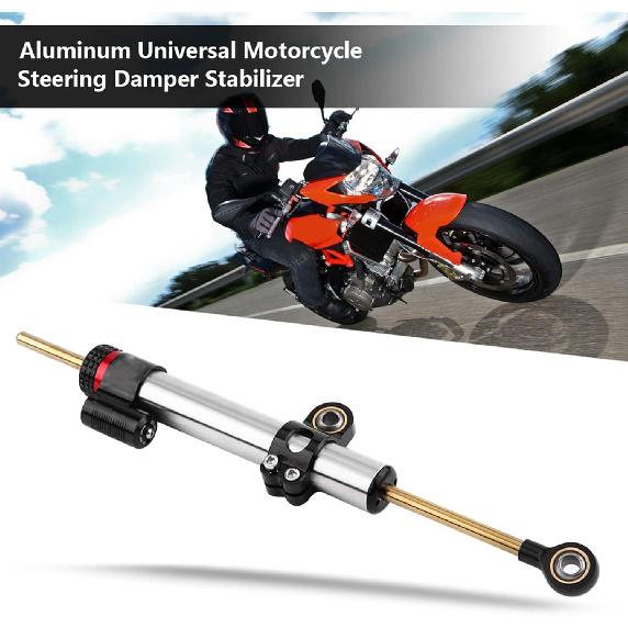 Motorcycle Steering Damper, Aluminum Universal Motorcycle Steering Damper Stabilizer for MT10 MT 07 MT09 Long Type
