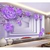 Wallpaper Purple Rose 3d Wall Mural Living Room Bedroom Background Wall 3d Wallpaper Home Decoration