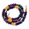 Natural Amethyst Mutli Aventurine Gemstone Smooth Beads Necklace 17" UB-4384 UB-4384
