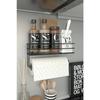 Adhesive Shelf Paper Roll Towel Holder Napkin Holder Towel Paper Holder Black Bathroom Kitchen Organizer Shelf