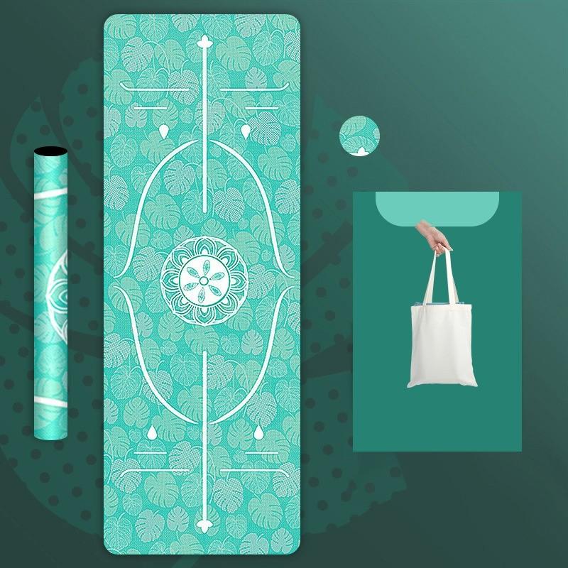 Коврик для йоги с принтом из натурального каучука и бархатной поверхностью. Тонкий нескользящий портативный складной напольный коврик, впитывающий пот. Фитнес-упражнения. Моющийся напольный коврик.