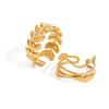 Uworld Exquisite And Fashionable Leaf Texture Layered Ring 2pcs Set Minimalist Rings Gift For Her