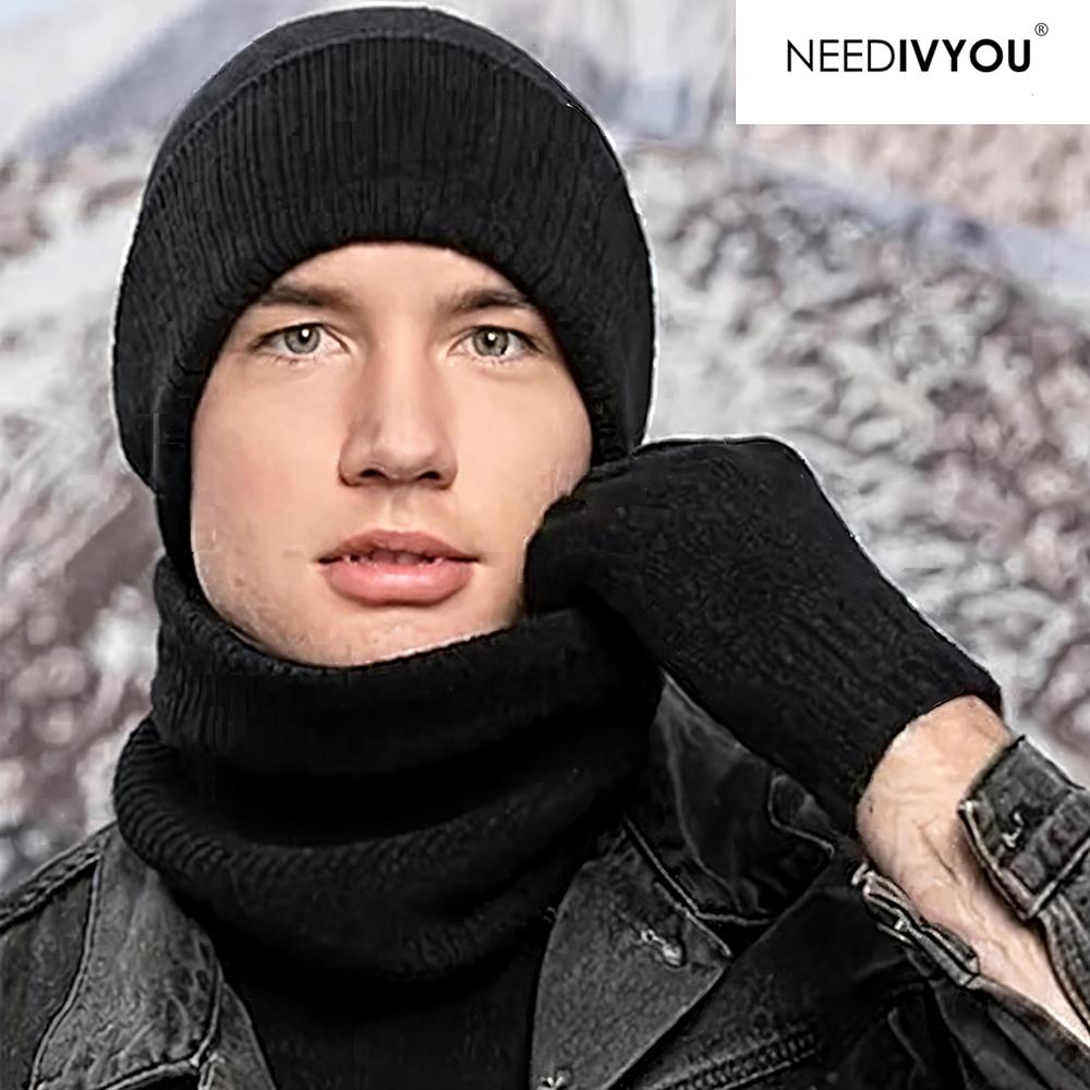 Мужской зимний комплект шапок, перчаток, шарфов NEEDIVYOU Универсальная идея подарка