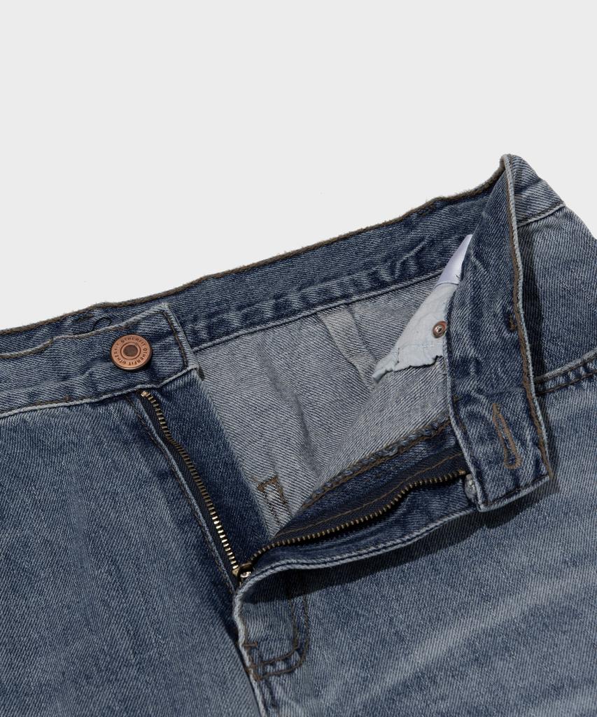 OTHERFITS Distressed Washed Wide Denim Pants (Medium Blue)