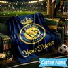 Custom Name Al-Nassr Football Club Flannel Blanket, Use for Birthday/Holiday Gift, Soft Blanket for Sofa/Bed/Camping/Office, Home Decor