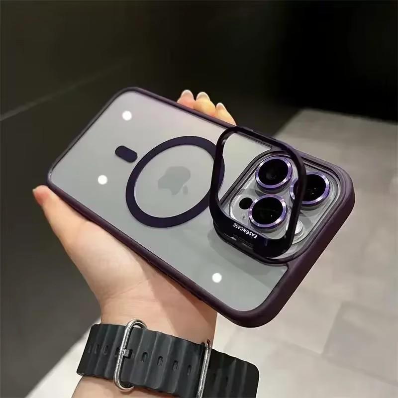 Для iPhone 17 Pro Max Роскошный Магнитный Ударопрочный Чехол Для iPhone 15 14 13 12 16 Pro Max Magsafe С подставкой Защитная крышка для стеклянной линзы