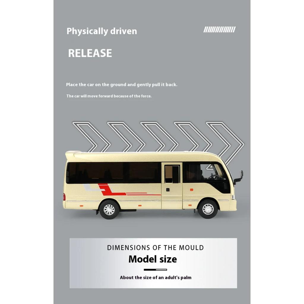 Масштаб 1/32 Toyota Coaster Роскошный Бизнес-Автомобиль Сплав Металл Литой Модель Автомобиля Звук и Свет Детская Игрушка Подарок для Детей Мальчик Презент