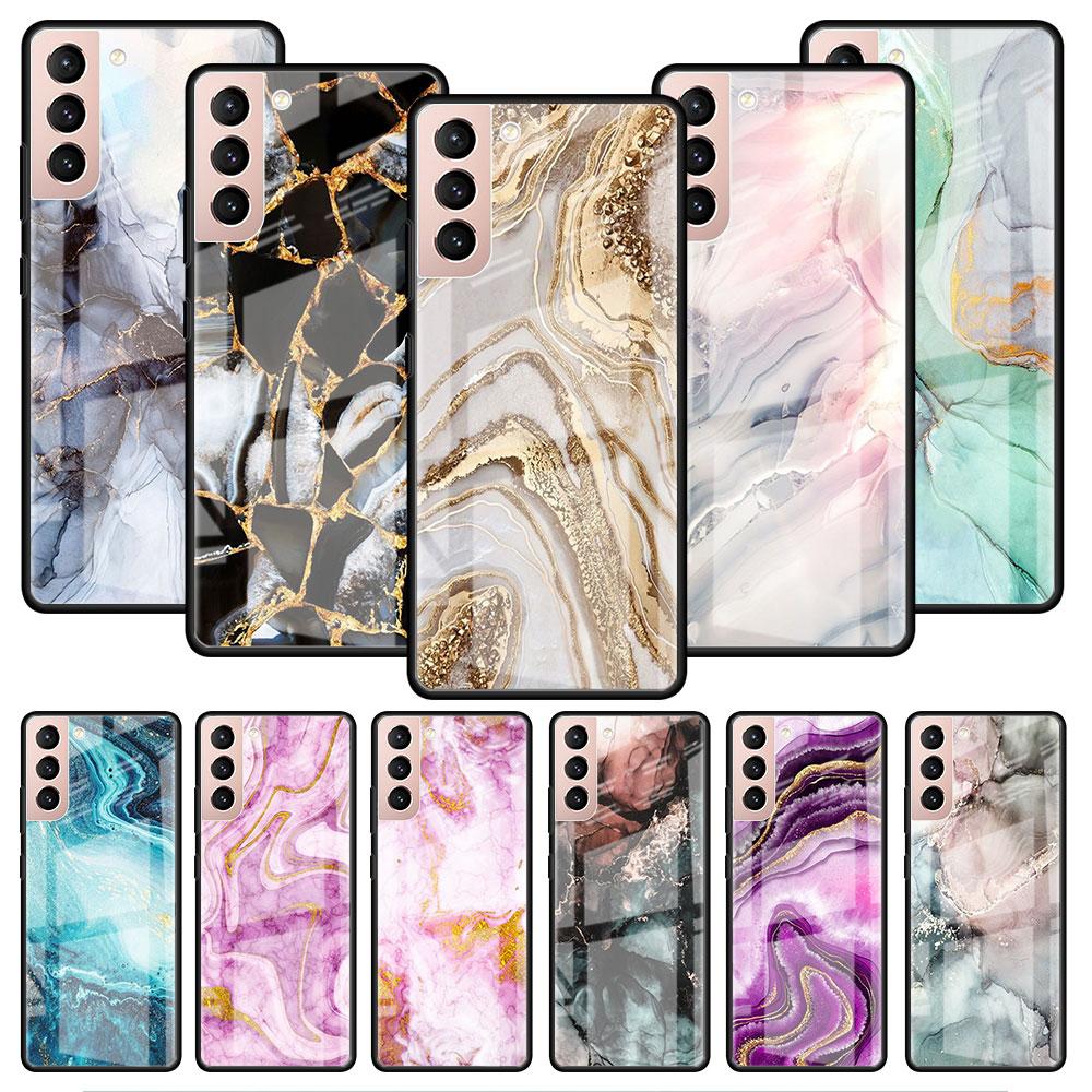 Мраморный стеклянный чехол для Samsung Galaxy S22 S20 FE S21 Plus Phone Cover S10 5G S9 Note 20 Ultra 10 Lite Shell
