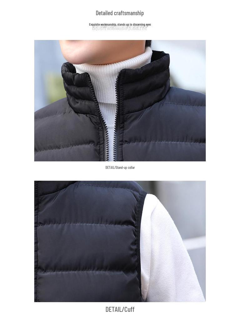 Мужская куртка-жилет на молнии со стойкой - Пуховый хлопок, Большой размер, 2019.