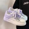 Fashion Gradient Color Flat White Shoes for Women Thick Soled New Board Shoes for High School Students Lace Up Casual Shoes for Women