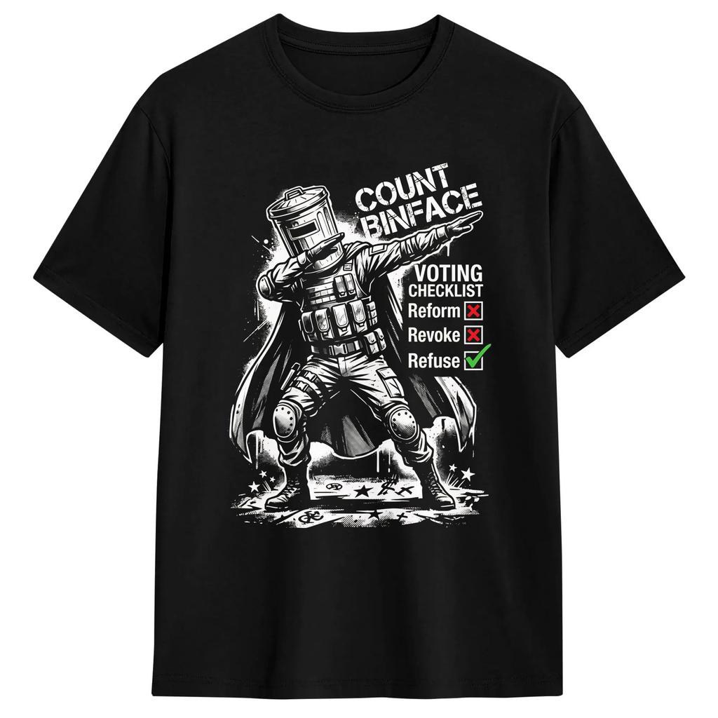 Funny Vote Binface Funny Political Satire T Shirt Humor Gift T-Shirt for O Neck 100% Cotton T Shirts Short Sleeve Tees