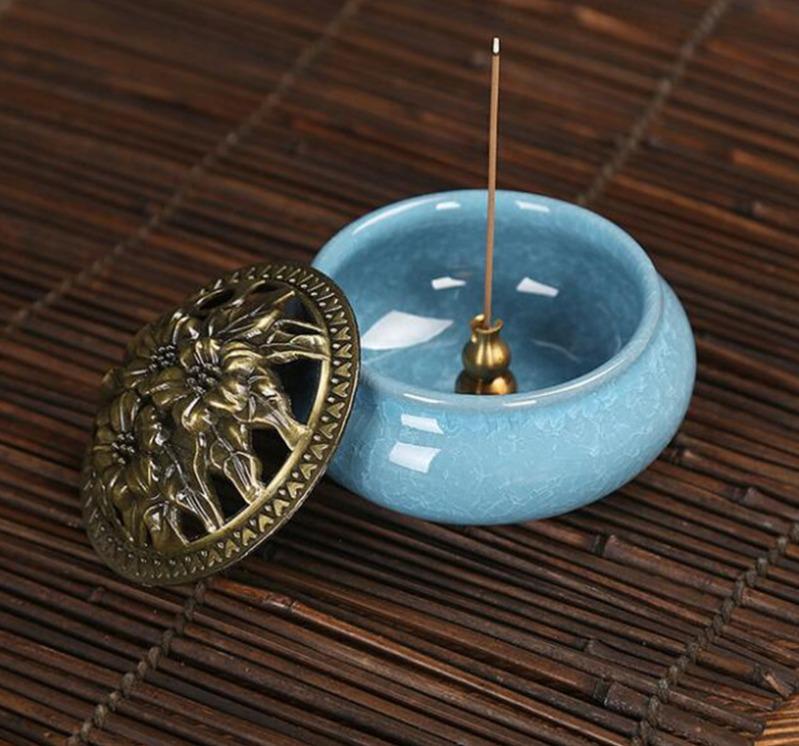 Ceramic Incense Burners Portable Porcelain Censer Buddhism Incense Holder Home Tea House Yoga Studio 20pcs Incense Gift