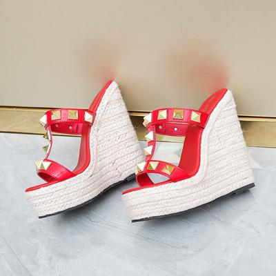 LTARTA Женская обувь из плетеной пеньковой веревки с заклепками, сандалии на танкетке, серия 10363, каблук 14 см, платформа 4 см LFD