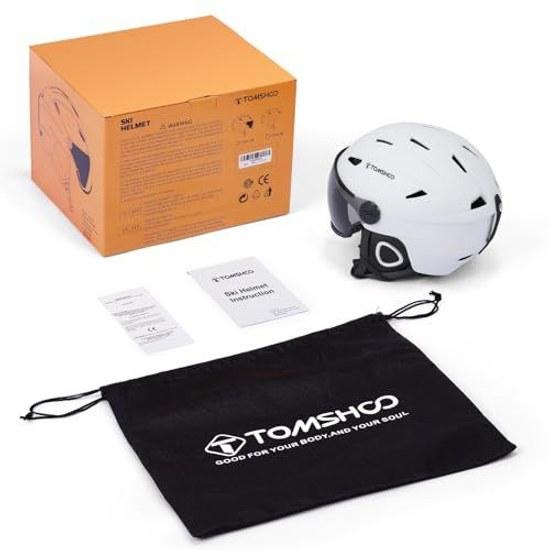 TOMSHOO ski helmet goggles lightweight snowboard 2-in-1 visor removable goggle set unisex snow sports