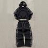 2-Piece Womens Streetwear Set Hooded Zip Sweatshirt Pants Floral Letter Print Sporty Outfit