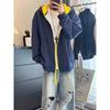 Men's Autumn Winter Color Block Zipper Hoodie - Trendy and Casual Hooded Sweatshirt