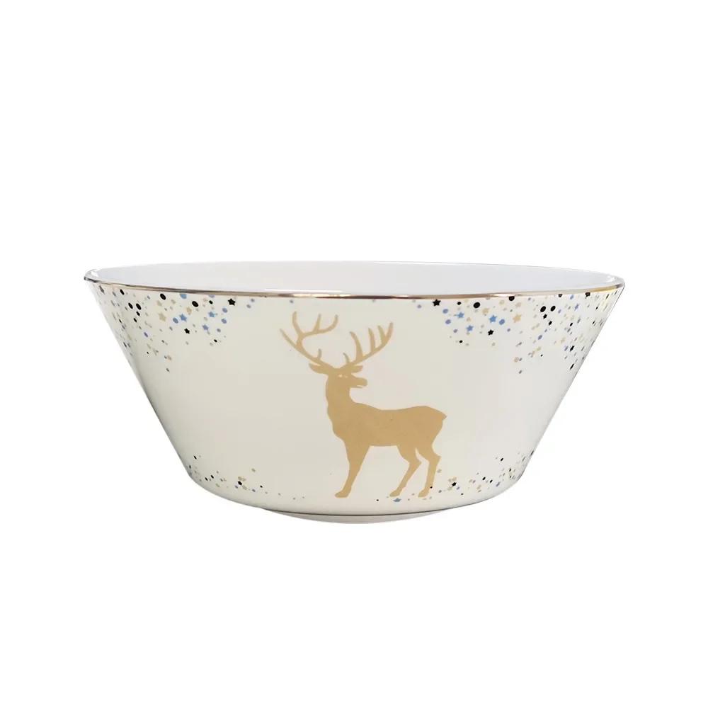 Christmas Bone China Nordic Breakfast Plate Salad Plate Western Steak Pasta Plate Set Dinnerware Set