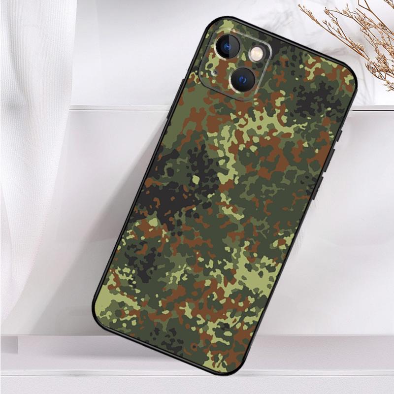 Flecktarn Camouflage Camo Phone Case For iPhone 14 13 12 11 16 15 Pro Max Plus Mini 7 8 X XR XS Max Soft Cover